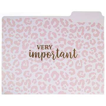 Graphique Designer “Very Important” File Folders | Set of 9 (3 Designs) | Letter Size Organizers | Decorative Office Supplies | Durable Coated Cardstock | Gold Foil Lettering | 1/3-Cut Tabs,Leopard