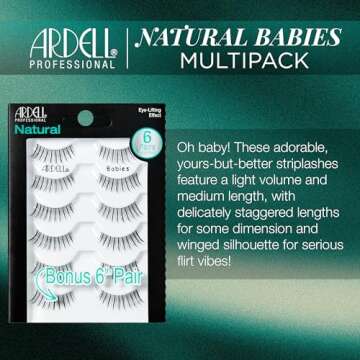 Ardell False Eyelashes Natural Lashes Babies Black - Lightweight, Short Length, Reusable Fake Lashes, 1 Pack
