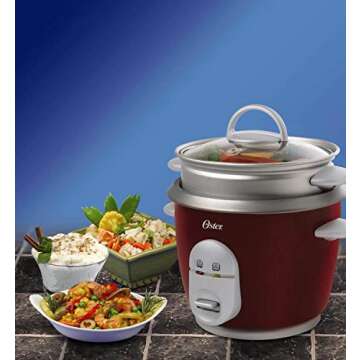 Oster Red 6-Cup Rice Cooker & Steamer - Easy Cooking!