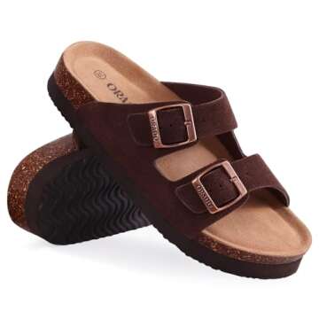 Stylish ORADO Suede Sandals with Comfort Cork Footbed