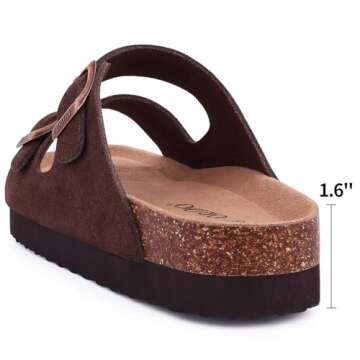Stylish ORADO Suede Sandals with Comfort Cork Footbed