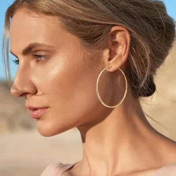 Gacimy 14K Gold Plated Hoop Earrings for Sensitive Ears