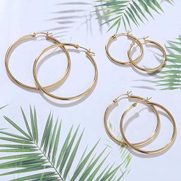 Gacimy 14K Gold Plated Hoop Earrings for Sensitive Ears