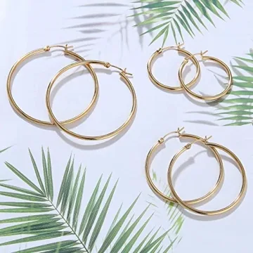 Gacimy 14K Gold Plated Hoop Earrings for Sensitive Ears