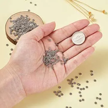 Tibetan Silver Daisy Spacer Beads for DIY Jewelry Making