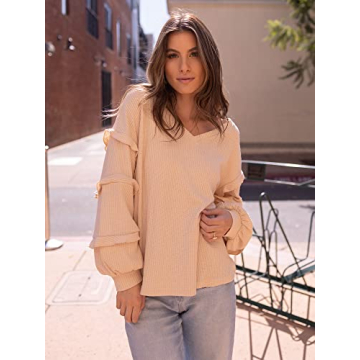 BTFBM Women’s Stylish V Neck Blouse for Every Occasion