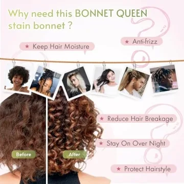 BONNET QUEEN Adjustable Satin Bonnet for Hair Care