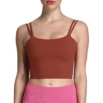 Aoxjox Women's Workout Sports Bras Fitness Padded Backless Yoga Crop Tank Top Twist Back Cami (Cherr...
