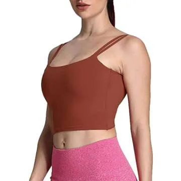 Aoxjox Women's Workout Sports Bras Fitness Padded Backless Yoga Crop Tank Top Twist Back Cami (Cherry Mahogany, Small)