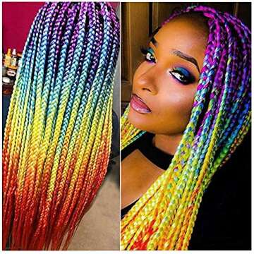 AIDUSA 24" Ombre Rainbow Braiding Hair Extensions for Women