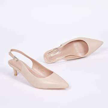 GENSHUO Women's Comfortable Slingback Kitten Heels