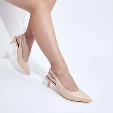GENSHUO Women's Comfortable Slingback Kitten Heels