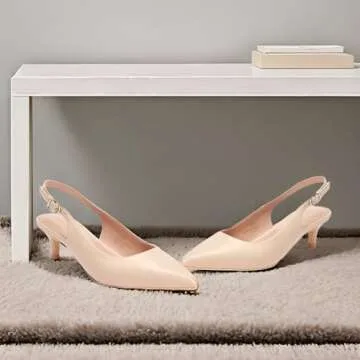 GENSHUO Women's Comfortable Slingback Kitten Heels