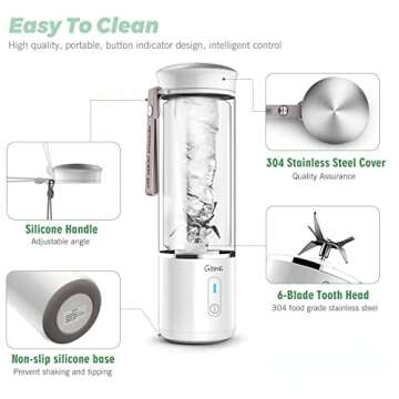 Portable Blender, G-TING Personal Smoothies Blender Cordless, Mini Blender Single Serve 400ml USB Rechargeable Small Juice Mixer Portable Juicer for Shakes, Smoothies, Home, Travel & Gym