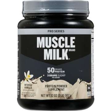 Muscle Milk Intense Vanilla Pro Series 50g Protein Powder - 2lbs - Mega Muscle Gain