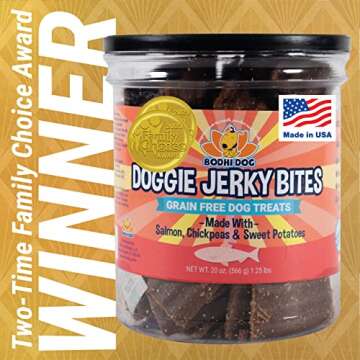 Premium Healthy Dog Jerky Treats | Grain Free Salmon Dog Treat Bites | Natural Snack Made with Salmo...