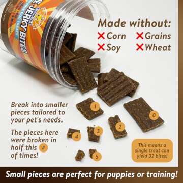 Premium Healthy Dog Jerky Treats | Grain Free Salmon Dog Treat Bites | Natural Snack Made with Salmon, Chickpeas & Sweet Potatoes | No Corn, Wheat or Soy