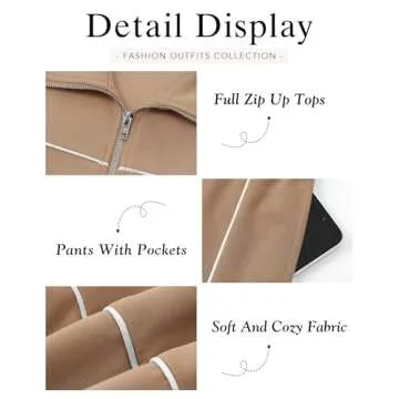 BTFBM Women's Two Piece Tracksuit Fall 2025 Long Sleeve Zip Up Sweatshirt Long Pants Outfits Jogger Sweatsuit Sets(Solid Khaki,X-Small)