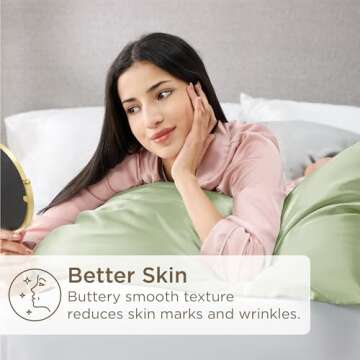 Bedsure Satin Pillowcases, Similar to Silk Pillow Cases Queen Size Set of 2, Pillow Case for Sleeping Women with Envelope Closure, Gifts for Women Men, Sage Green, 20x30 Inches