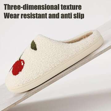 Adisputent Cherry Slippers for Women Men Funny Fluffy Fuzzy Plush Slippers Cute House Slides Winter Slip-On Slides Warm Anti-Slip Home Shoes Z Cherry 5-6 Women/4-5 Men