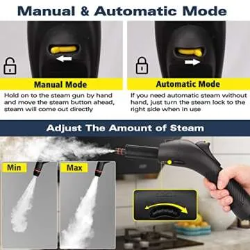 Steam Cleaner, Multipurpose PowerfulSteamer with 21 Accessories, PortableHandheld Steam Mop with 380Z Tank, NaturalCleaning for Home Use, Floor, Grout, TileCouch, Carpet, Car Yellow