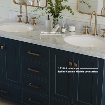 ARIEL 61" Midnight Blue Double Vanity with Italian Marble