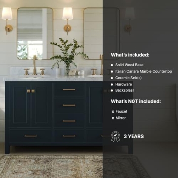 ARIEL 61" Midnight Blue Double Vanity with Italian Marble