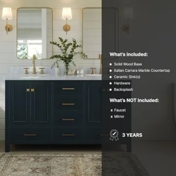 ARIEL 61" Midnight Blue Double Vanity with Italian Marble