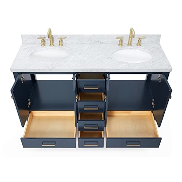 ARIEL 61" Midnight Blue Double Vanity with Italian Marble