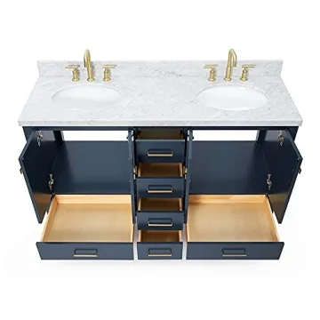 ARIEL 61" Midnight Blue Double Vanity with Italian Marble