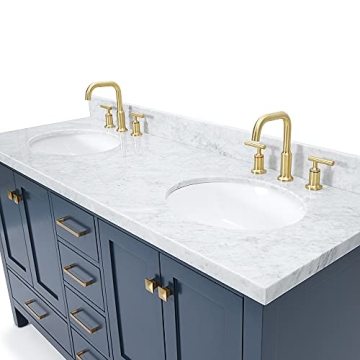 ARIEL 61" Midnight Blue Double Vanity with Italian Marble