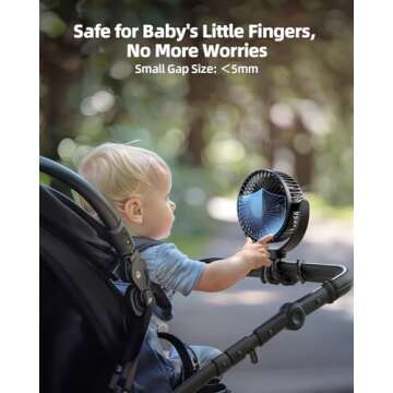 Jiffi 5000Mah Portable Battery Operated Fan, Baby Stroller Fan Flexible Tripod Small Clip on fan for Bike & Treadmill,USB Rechargeable and Handheld Cooling Fan for Travel, Car Seat, Golf Cart, Bed