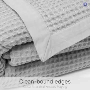 9Threads GOTS Certified Organic Cotton Waffle Weave Blanket, Queen Bed Blanket, 90"X90"Cozy Throw Blanket for Couch, Modern Home Decor, Throw Blankets,Waffle Blanket, Soft Bed Blankets -Scottish Grey