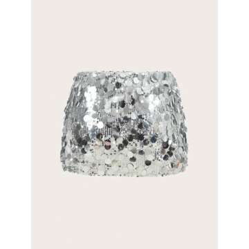 BEAUDRM Women's Sequin Mini Skirt - Trendy Sparkly Party Wear for Women