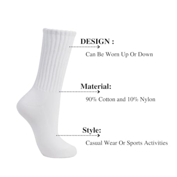 Intgoodluckycc Women's White Slouch Scrunch Socks