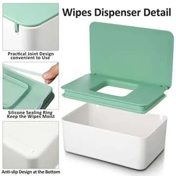 Honeydak 4 Pieces Baby Wipes Dispenser Wipe Container Keep Wipes Moist Baby Wipe Holder Easy Open Wet Tissue Storage Non-Slip Box Case