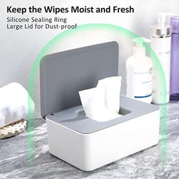 Honeydak 4 Pieces Baby Wipes Dispenser Wipe Container Keep Wipes Moist Baby Wipe Holder Easy Open Wet Tissue Storage Non-Slip Box Case