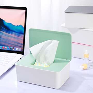 Honeydak 4 Pieces Baby Wipes Dispenser Wipe Container Keep Wipes Moist Baby Wipe Holder Easy Open Wet Tissue Storage Non-Slip Box Case