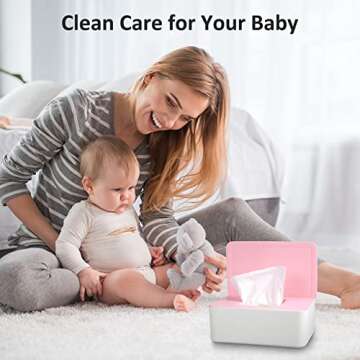 Honeydak 4 Pieces Baby Wipes Dispenser Wipe Container Keep Wipes Moist Baby Wipe Holder Easy Open Wet Tissue Storage Non-Slip Box Case