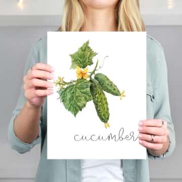 Kitchen Wall Decor Art Prints - Botanical Prints - (Set of 6) - Unframed - 8x10s | Flower Wall Décor | Kitchen Wall Décor | Vintage Wall Décor | Botanical Wall Art | Aesthetic Wall Décor