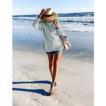 MEROKEETY Women's 2024 Fall Casual Crew Neck Side Split Pullover Sweater Loose Long Sleeve Jumper Top,Sage,XL