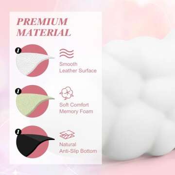 ELZO Upgrade Cloud Keyboard Wrist Rest 2024, 17" Extended Cloud Wrist Rest with 65D High-Density Memory Foam for Computer/Laptop/Mac/Gaming/Office, Non-Slip Base, White