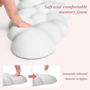 ELZO Upgrade Cloud Keyboard Wrist Rest 2024, 17" Extended Cloud Wrist Rest with 65D High-Density Memory Foam for Computer/Laptop/Mac/Gaming/Office, Non-Slip Base, White