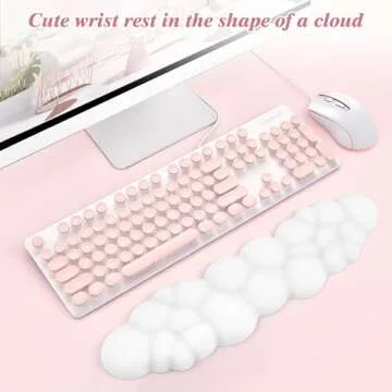 ELZO Upgrade Cloud Keyboard Wrist Rest 2024, 17" Extended Cloud Wrist Rest with 65D High-Density Memory Foam for Computer/Laptop/Mac/Gaming/Office, Non-Slip Base, White