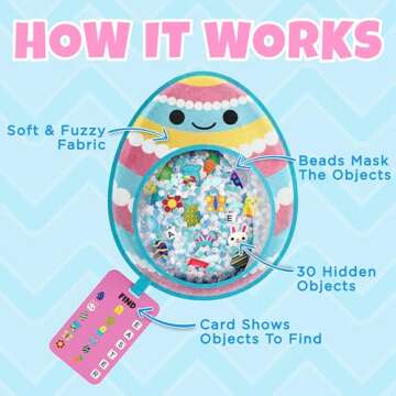 BIZYBOO Easter Egg Busy Bag Scavenger Hunt - Hidden Object Search Sensory Matching Game for Kids 2 and Up (Green)