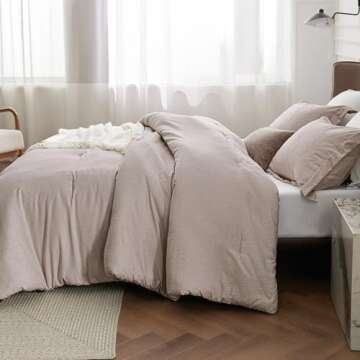 Bedsure King Size Comforter Set - Warm Taupe Soft Bedding for All Seasons, Cationic Dyed Bed Set, 3 ...