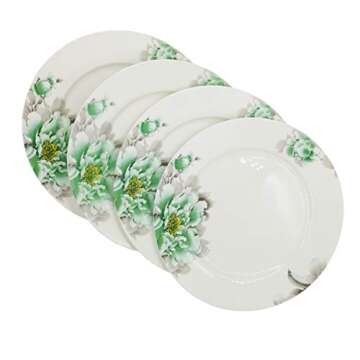 FINECASA White Bone China 10 Inch Steak/Dinner Plates Set of 4