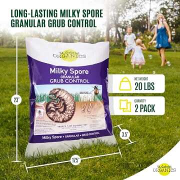 St. Gabriel Organics Milky Spore Granular Natural Bacteria Japanese Beetle Grub Killer Lawn and Garden Care Control, 20 Pound Pack (2 Pack)