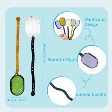 TMXAOK Colorful Glass Spoons 5-Piece Set for Drinks