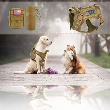 Hanshengday Tactical Dog Vest-Training Outdoor Breathable Harness-Military Water-Resistant Dog Backpack-Pet Tactical -Vest Detachable Pouches-D Ring for Dog Leash Khaki